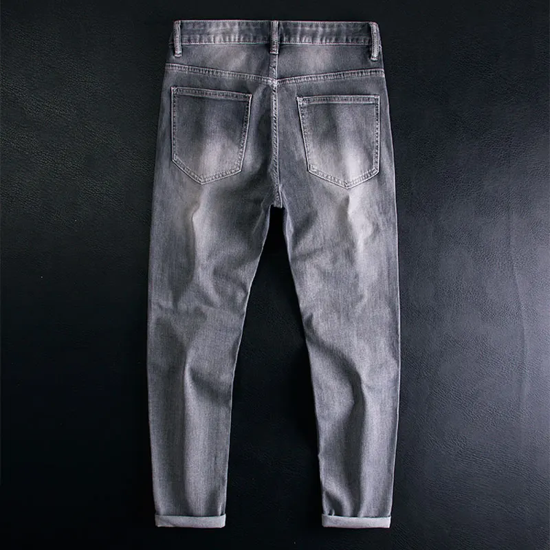 Jean Déchiré à Fermeture Éclair pour Homme, Pantalon de Motard en Denim, Style Hip Hop, Rétro, Noir, Gris, à la Mode