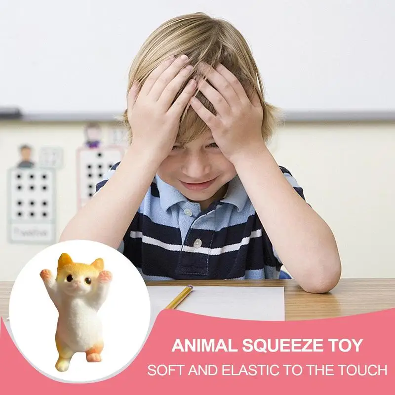 Soft Stress Relief Stretchy Doll Squeeze Toy Raise Hands Cat Fidget Toy For Kids Interactive Sensory Toys Lightweight