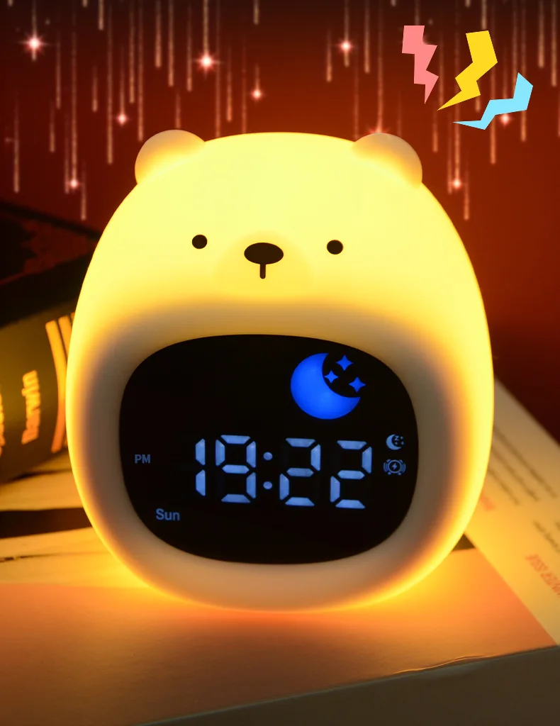 INS Alarm Clock for Kids Puppy-Shape Toddler Sleep Training Clock Cute Touch Night Light for Children Bedroom