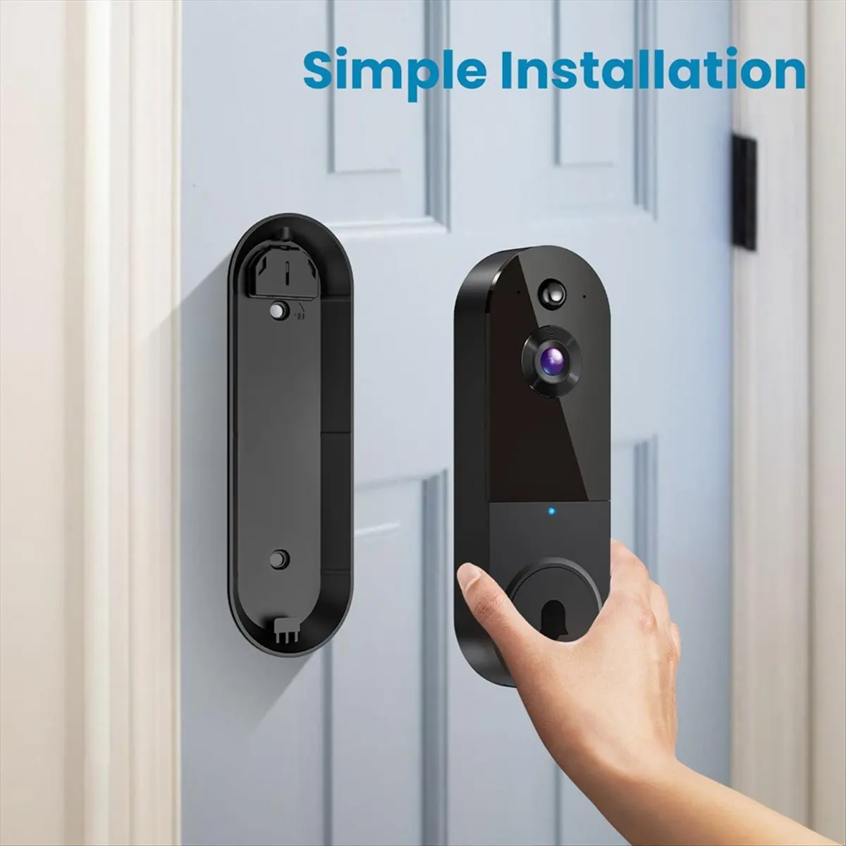 A58Z 1080p Wireless Video Doorbell Camera with Chime,AI Human Detection,2-Way Talk,,Cloud Storage Black US Plug