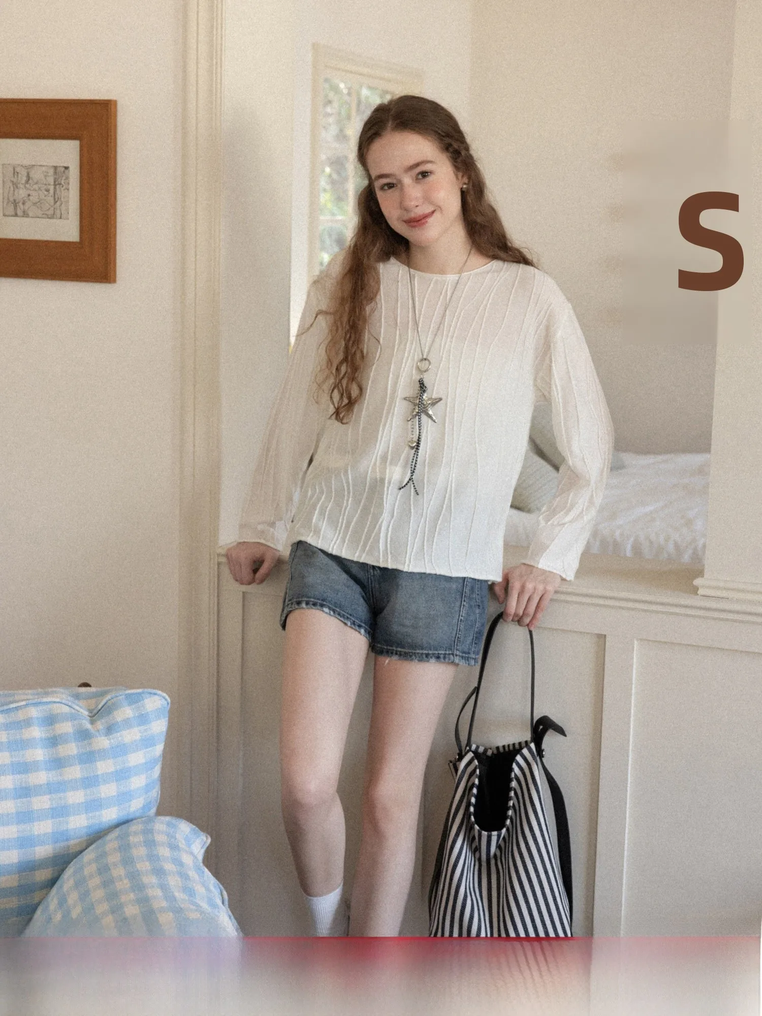 

Yuezhou Story Women's Knitted Long Sleeve Sweater Textured Loose Fit Slimming Top Soft Polyester Blend Spring 2026