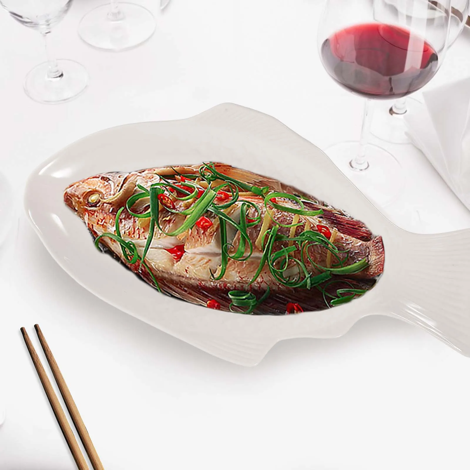 

Dinner Plates Fish Serving Platters for Entertaining Ceramic Sushi Porcelain White Small Appetizer Shaped