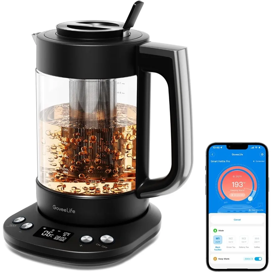

Smart Electric Kettle with Tea Infuser for Loose Leaf 1.7 L Electric Tea Kettle with Brewing Program Variable Temperature Contr
