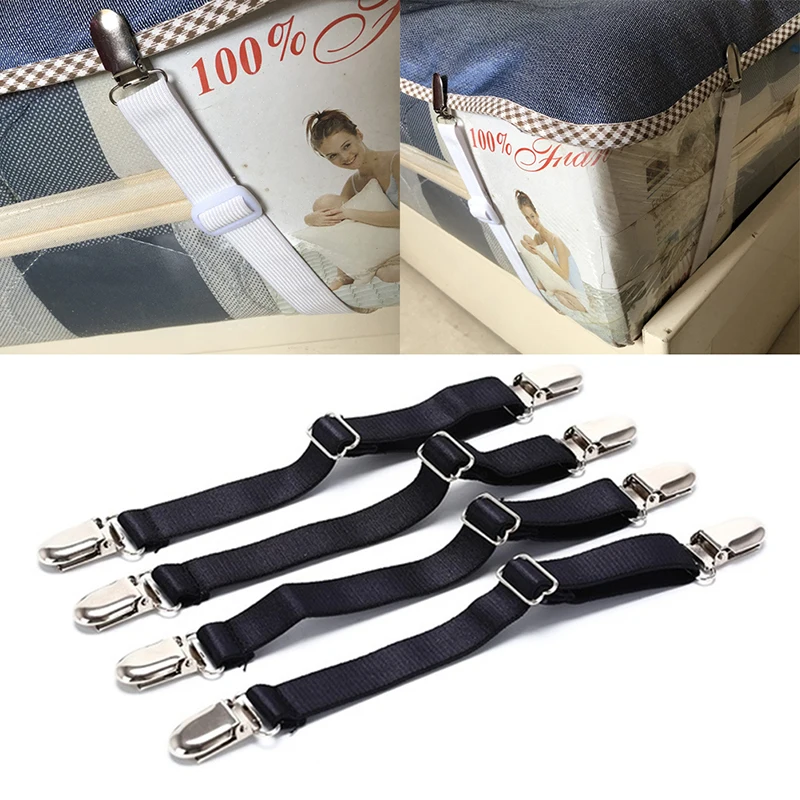 2Pcs Adjustable Elastic Bed Sheet Clip Mattress Cover Corner Holder Clip Fasteners Straps Grippers Elastic Hook Sets