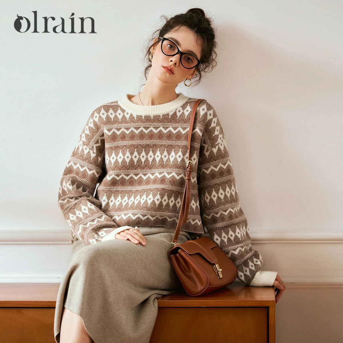 

OLrain Women Knitwear Jumpers 2025 Autumn New Fashion Casual Commute Striped Sweater Lazy Style Loose Thin Pullover N56QM93829