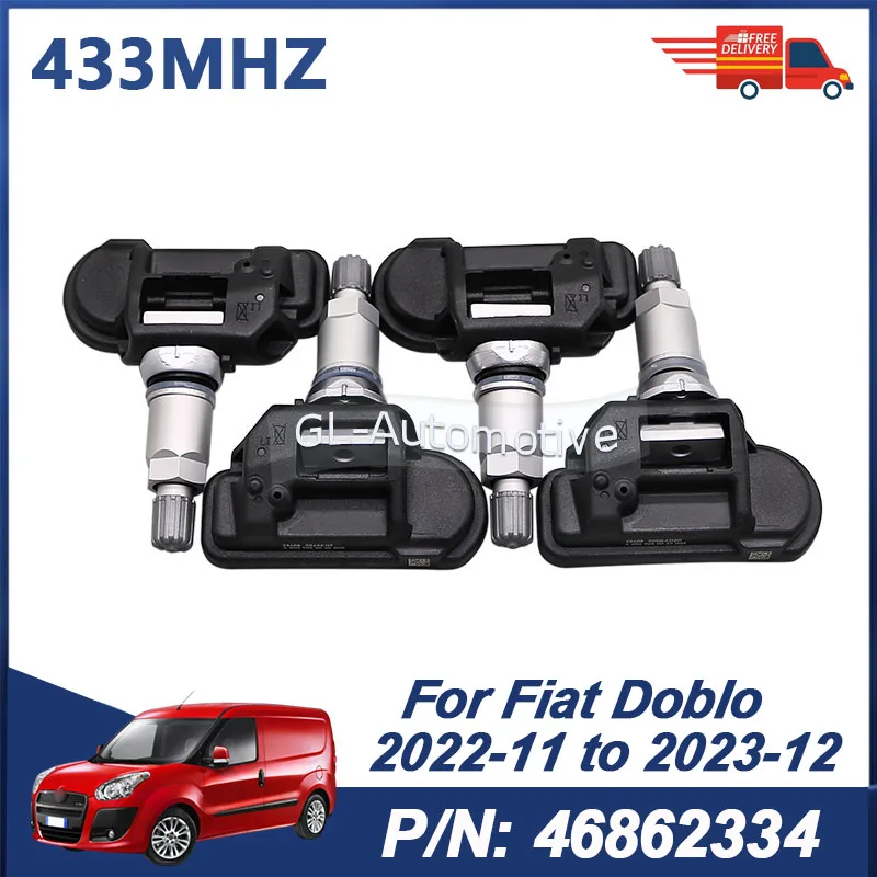 4PCS 433MHZ 46862334 Reifendruck Sensor TPMS Sensor Für Fiat Doblo 2022-2023 Ducato