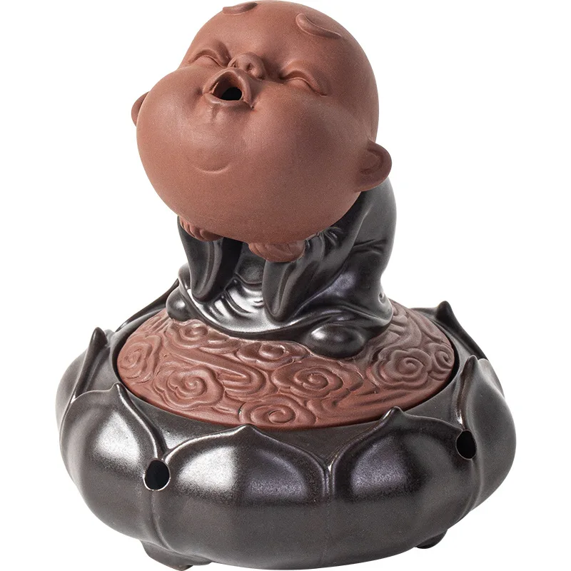 

Creative little monk incense burner ceramic cute little novice lotus plate incense burner