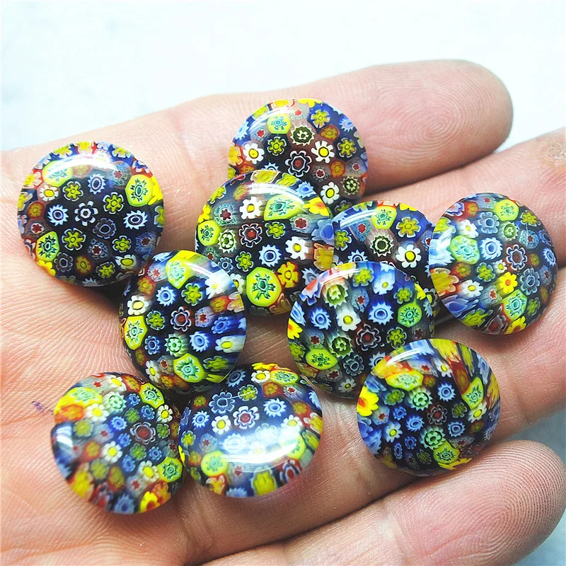 20PCS Fashion Millefiori Glass Beads Coin Matching Beads Coin Shape Size 18MM For Women Bracelets Making Parts Top Fashions