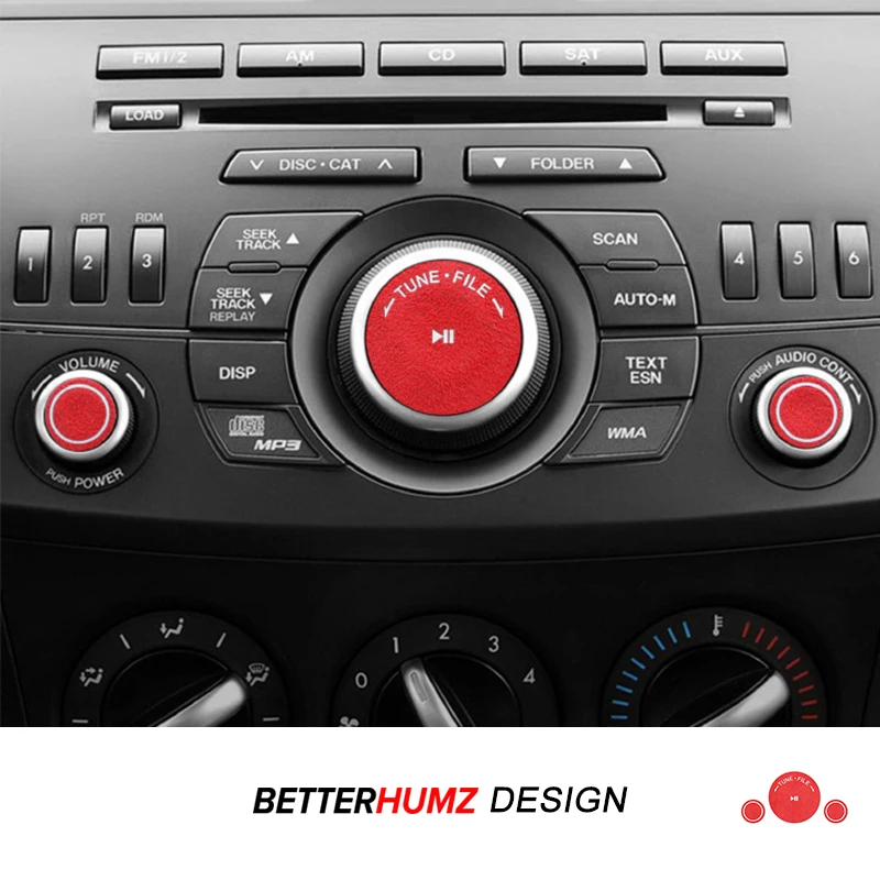 Pour Mazda 3 Axela 2010-2013, fabriqué en Alcantara et fibre de carbone, garniture du bouton de volume de la console centrale, autocollant, accessoires intérieurs de voiture