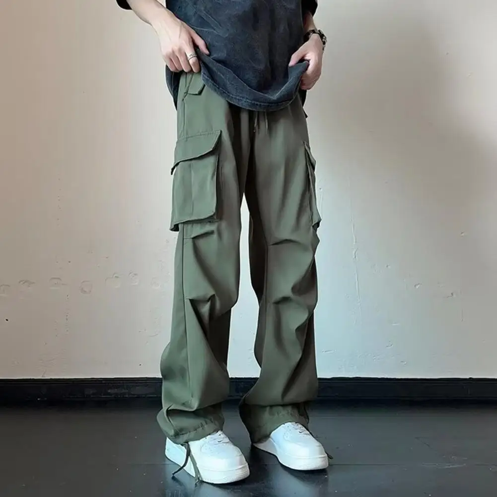 2025 Men Cargo Pants Reinforced Pocket Stitching Outdoor Camping Men's Cargo Pants with Drawstring Waist Multiple for Leisure