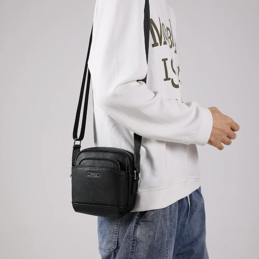 

New Mini Shoulder Genuine Messenger Luxury Men Casual Fashion Leather Cowhide Men's Small Backpack Style Crossbody Business Bag