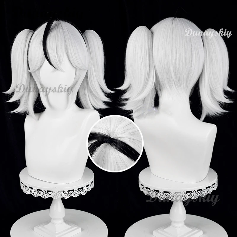 Game Wuthering Waves Camellya Cosplay Wig Black White Double Ponytail Black Shores Jinzhou Halloween Party Women Props