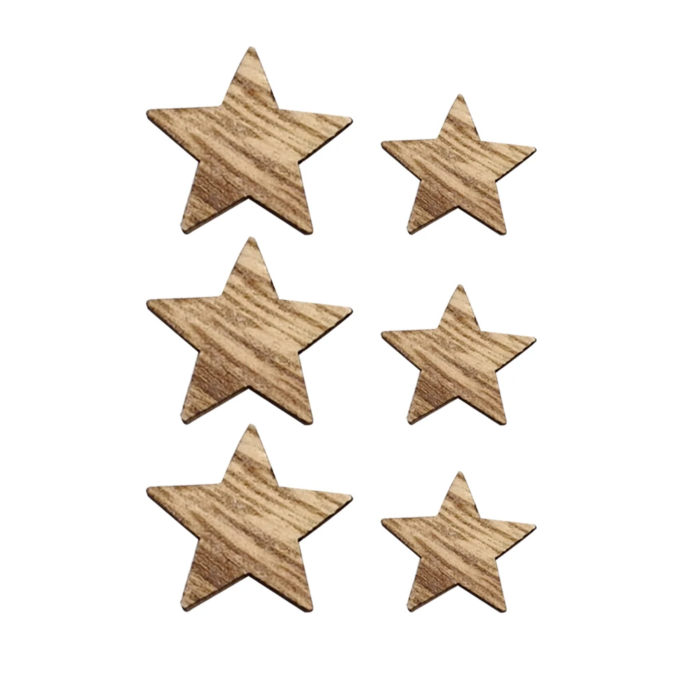 

200 pcs Wood Slices DIY naments Craft Supplies Wooden Chip Rustic Star Shape Sewing Accessories