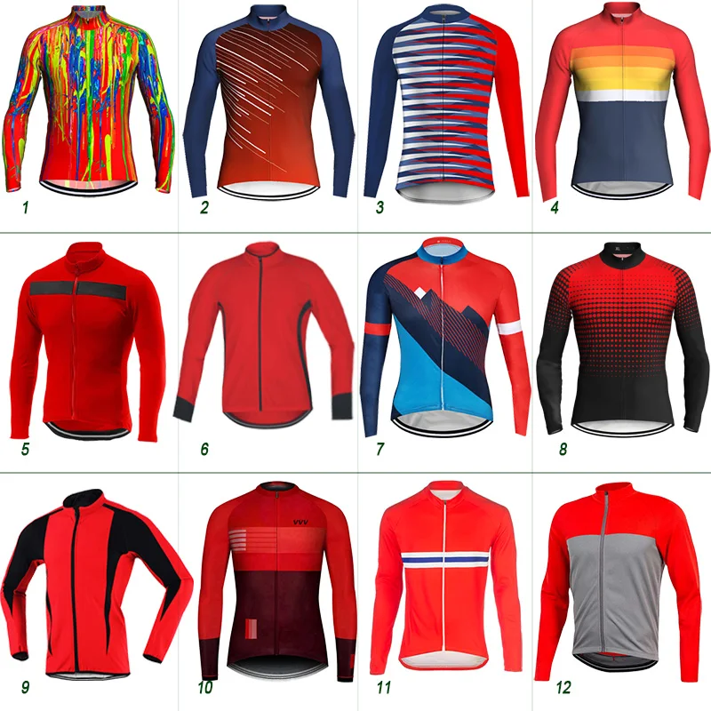 

Red Fashion Long Sleeve Cycling Jersey Bike Downhill Shirt MTB Zipper Jacket Road Sweater Comfortabl Wear Sport Tops Cycling bib