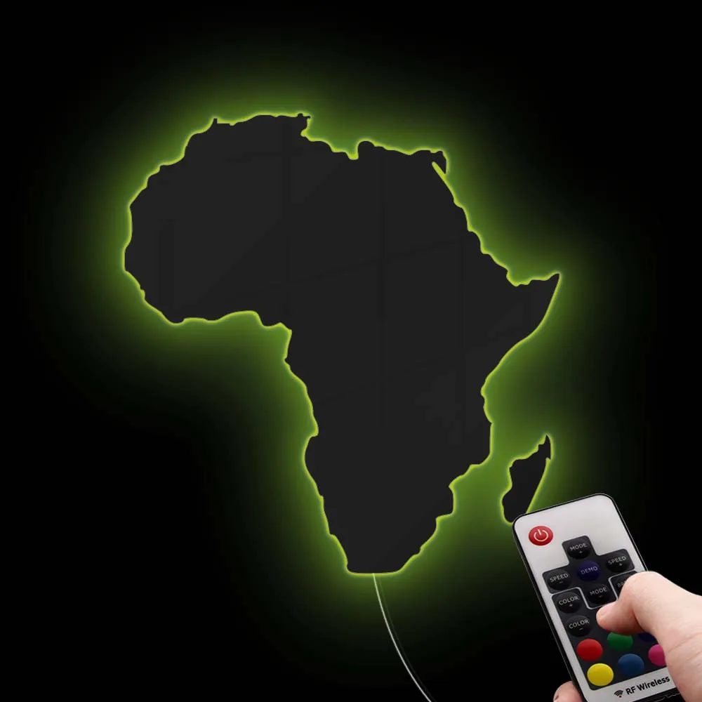 Map Of Africa Light Up Neon Sign For Bedroom Office Glowing African Map Geography Luminous Wall Mirror LED Lighting Home Decor