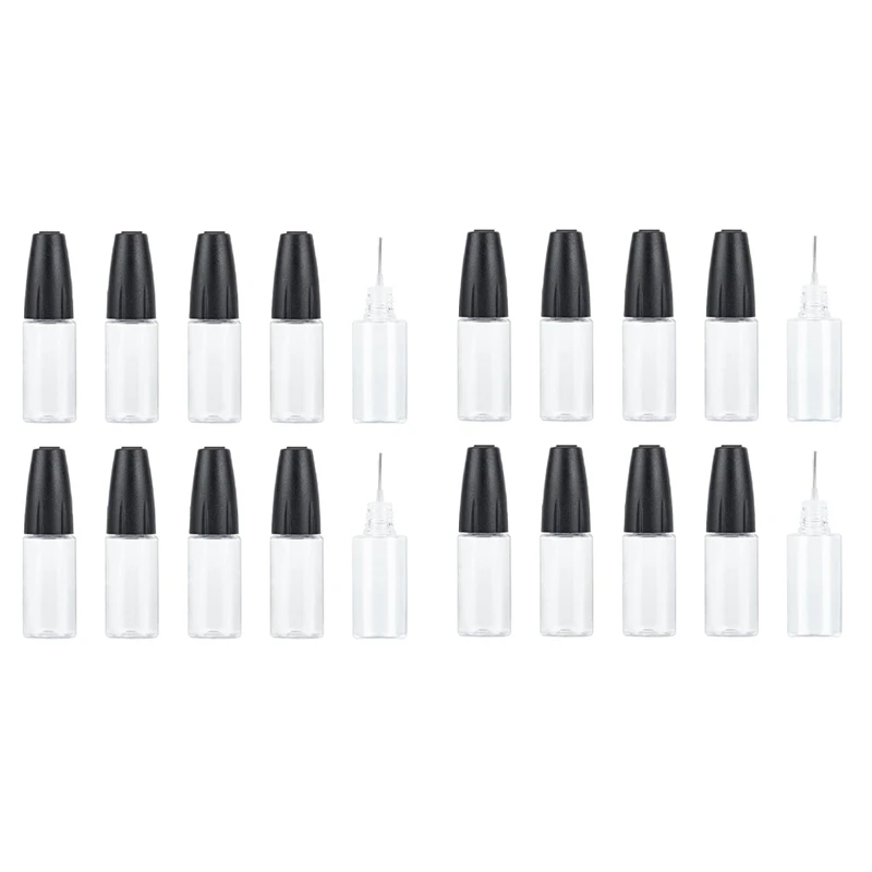 

20Pcs Precision Tip Applicator Bottles, 10Ml/0.34Oz Dispensing Needle Bottle PET Empty Glue Bottle With Sealing Cap