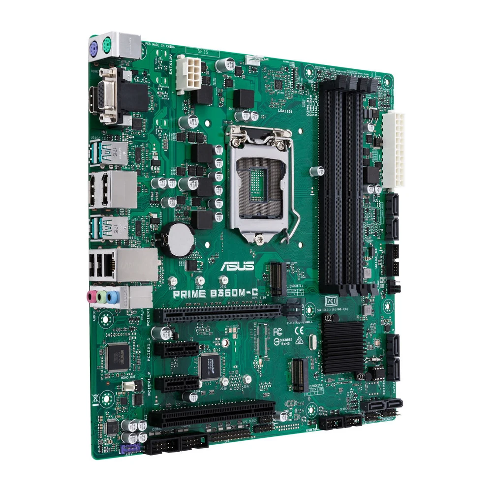 ASUS PRIME B360M-C Motherboard CPU Support for 9th and 8th Gen Intel Core i7 i5 i3，LGA 1151 DDR4 DVI-I Intel B360 64 GB