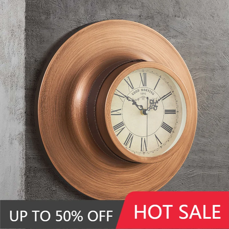 American Style Retro Hat Wall Clock 15 Inch Digital Clock European Style Villa Mute Quartz Clock Corridor Mural Watch Home Decor