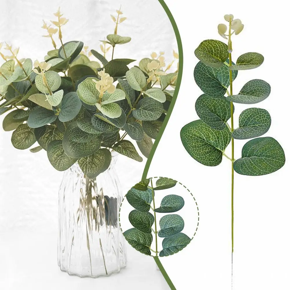 Eucalyptus Leaves Nordic Simulation Single Money Leaves Fake Artificial Green Plant Plants Accessories Flowers Faux F2w8