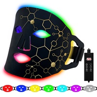 New Korean Smart Black Matte Food Grade Bendable Silicone 7 Colors Skin Face LED Light Therapy Facial Mask for Home Use Beauty