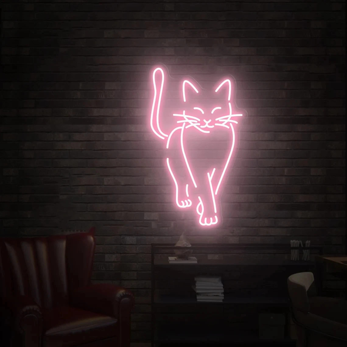 猫のLEDネオンサイン、寝室の装飾、動物の壁、カスタムナイトライト