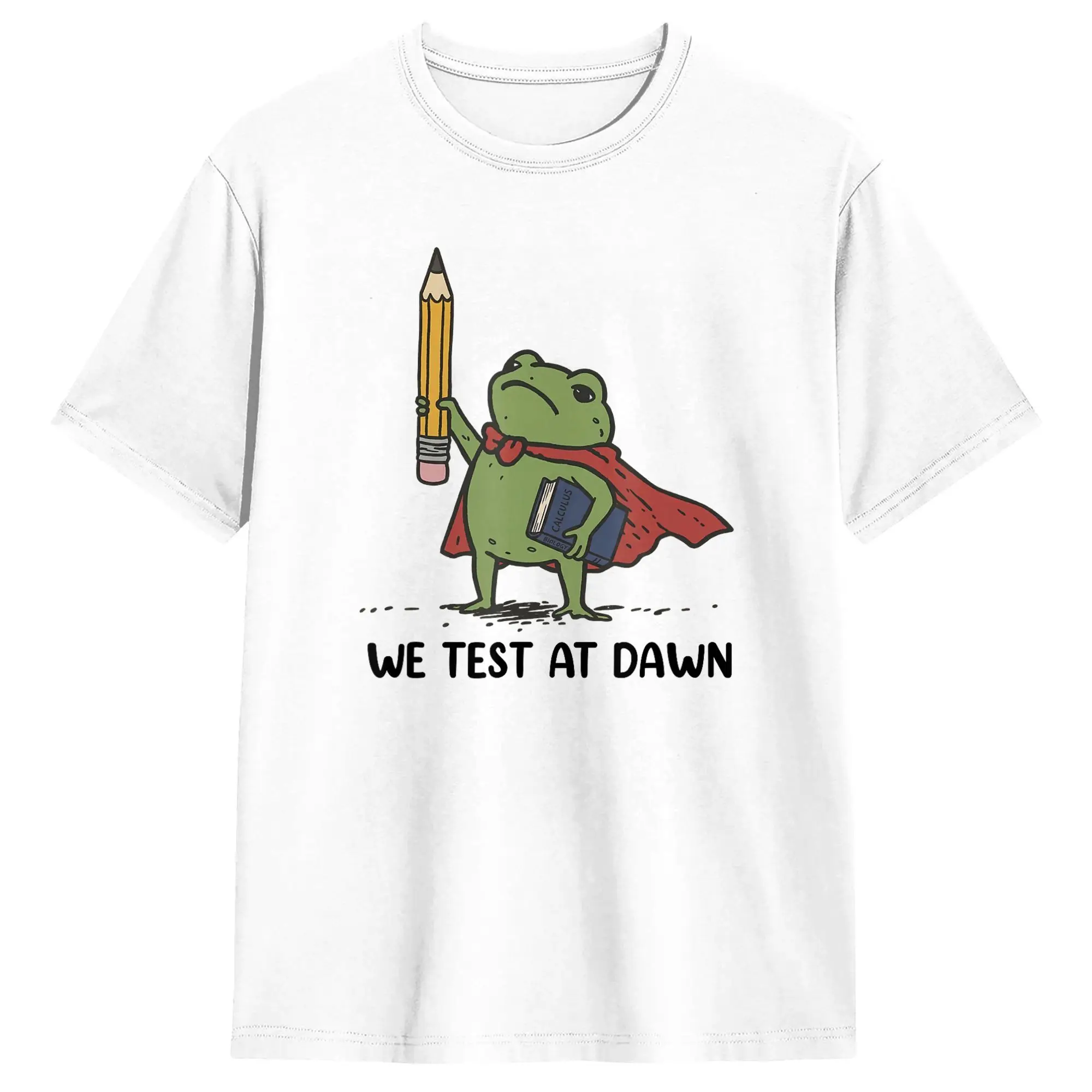 Oversized T-Shirt Teacher Frog We Test At Dawn Test Day Coordinator Final Exam Cotton T-Shirts Fashion Tshirt Couple Summer Tops