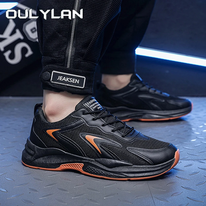 

Oulylan/летняя мужская повседневная обувь, уличная легкая спортивная обувь, однотонная дышащая сетчатая обувь, нескользящие кроссовки на шнуровке