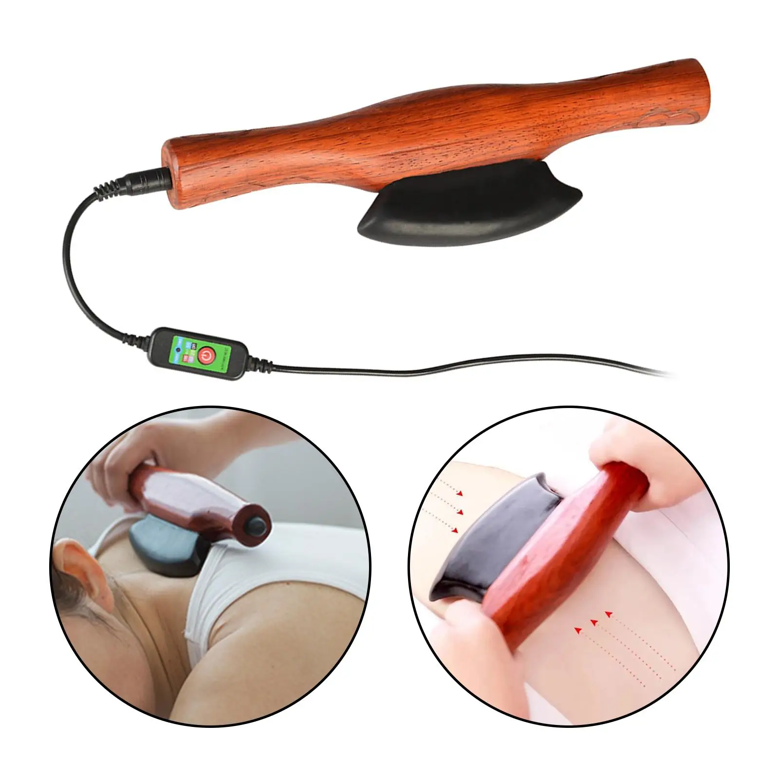 Bianstone Scraping Massage Board Tool Smooth Wood Handle with Heat Gifts 5 Level Adjustable Muscle Scraper for Face Body