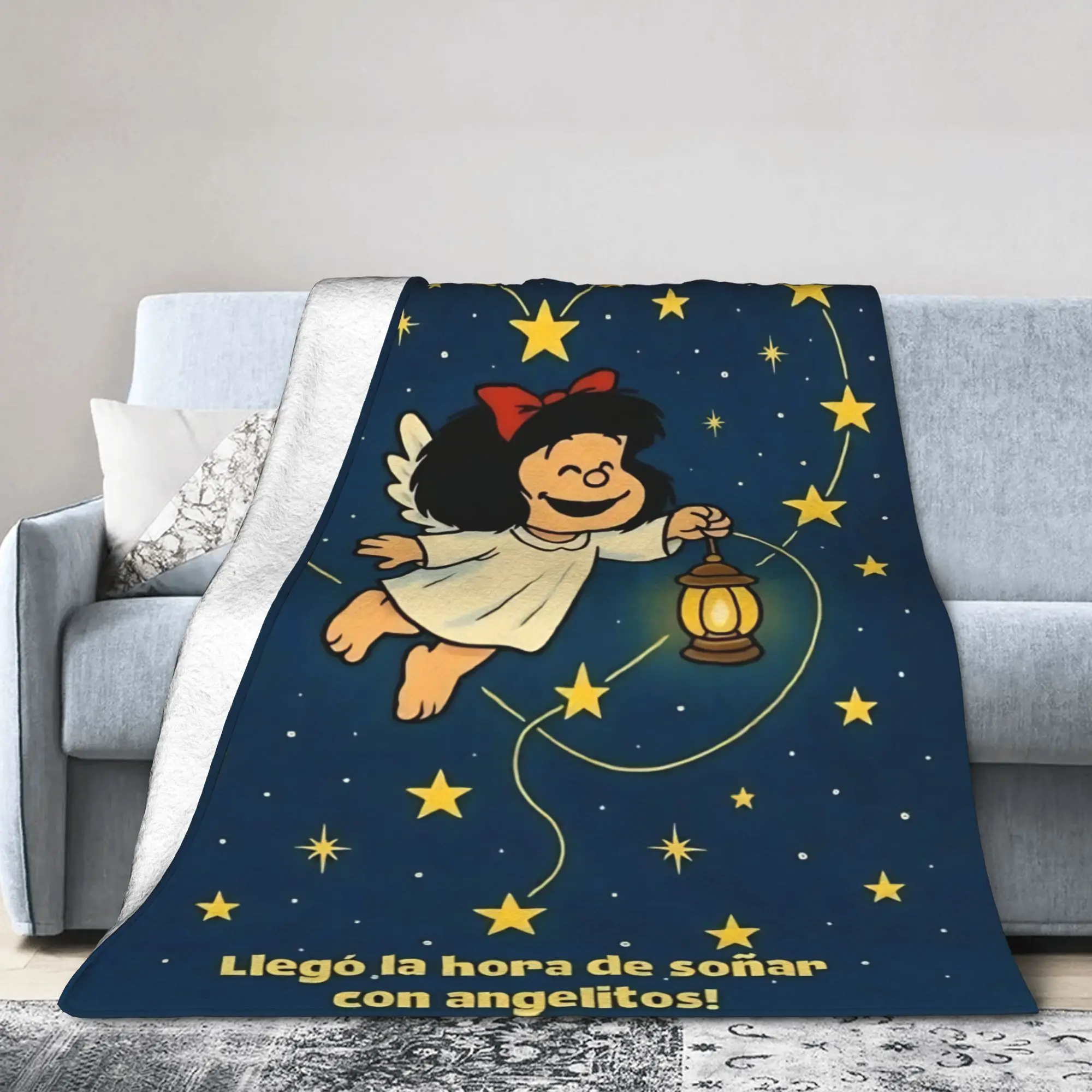 Angel Star Mafaldas Flannel Blanket Anime Creative Throw Blanket for Home Hotel Sofa  125*100cm Quilt