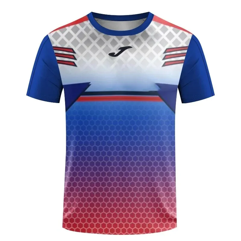 JOMA T-shirt d'été à imprimé 3D pour hommes, respirant, à séchage rapide, pour fitness en plein air, entraînement de football, sport à manches courtes