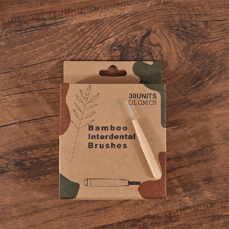 30Pcs Dental Interdental Brush Bamboo Teeth Cleaning Tools Between Teeth Cleaner Deep Clean Toothpick Biodegradable Fio  0.4mm