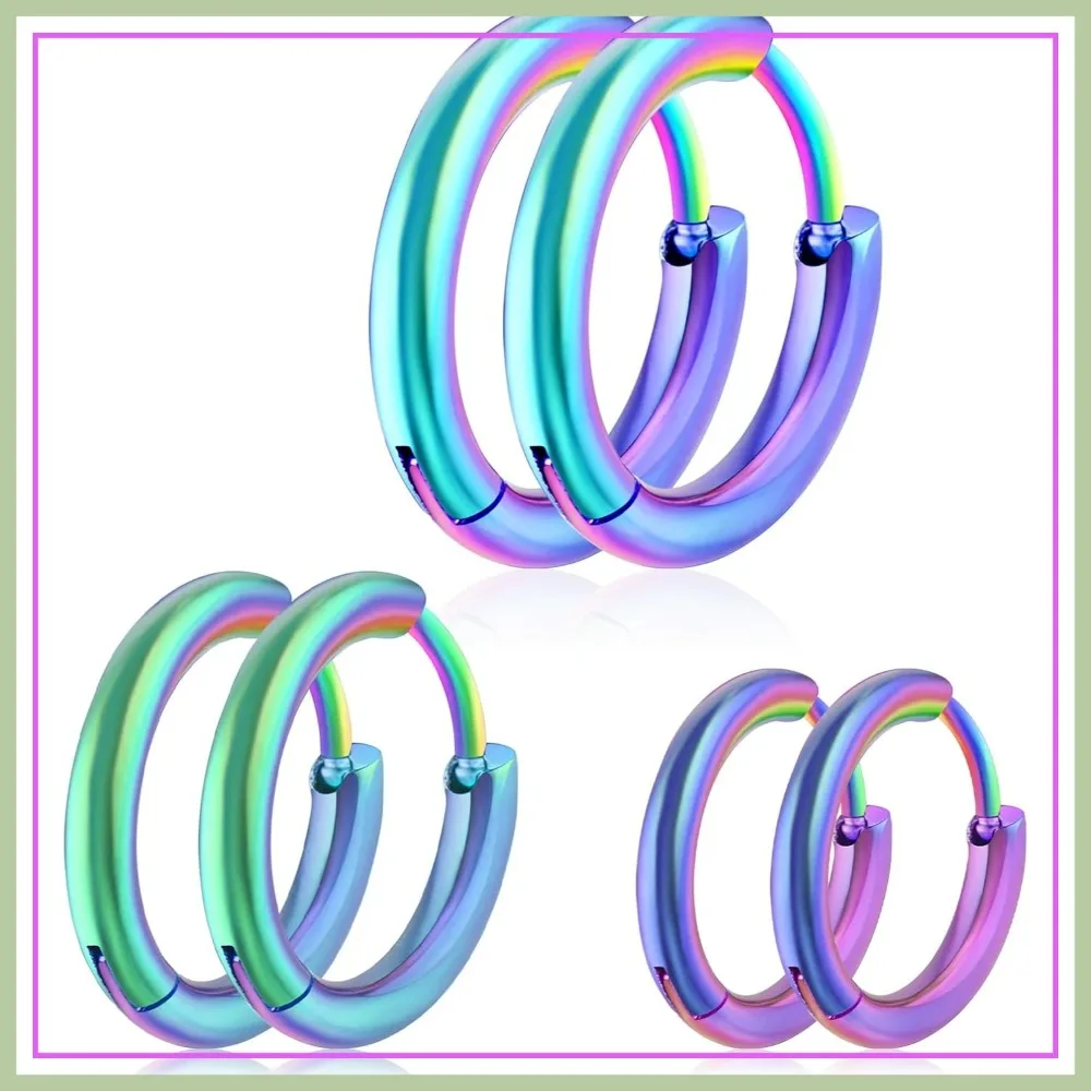 

316L Surgical Stainless Steel Small Hoop Earrings 8mm 10mm 12mm Hypoallergenic Thin Hoop for Cartilage Lightweight