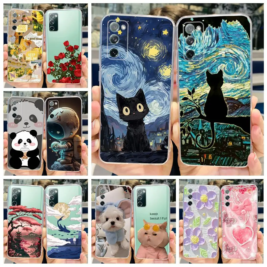 Für samsung galaxy s20 fe fall SM-G780F stilvolle gemalte weiche silikon schale für samsung s20 fan edition s20lite s20fe telefon fall