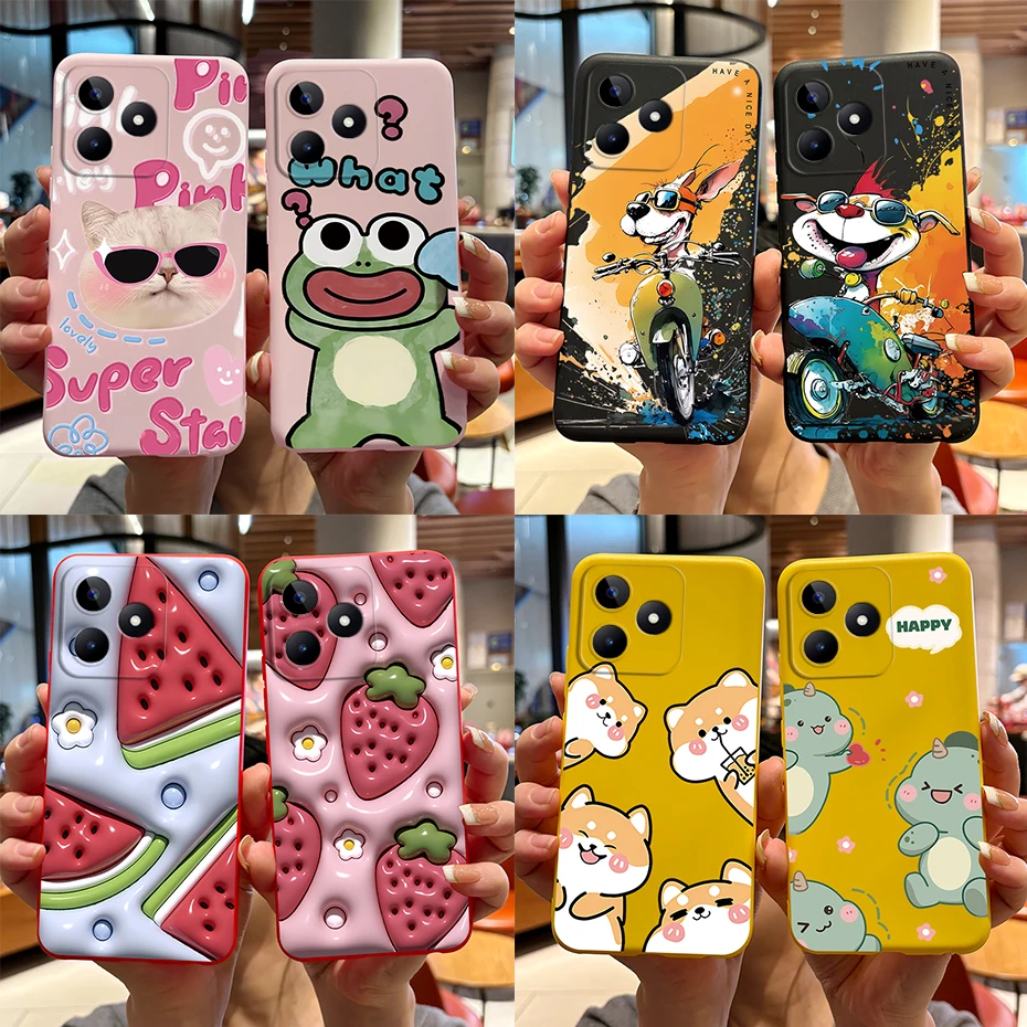 For Realme Note 50 Case Cute Bear Cartoon Frog Silicone Soft Back Cover For Realme C51 C53 RMX3830 RMX3760 C 53 C 51 2023 Fundas