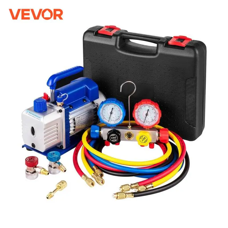 VEVOR 4.8CFM AC Refrigerant Vacuum Pump with Gauges HVAC Refrigeration Home Vacuum Packing Air Condition Automobile Maintenance