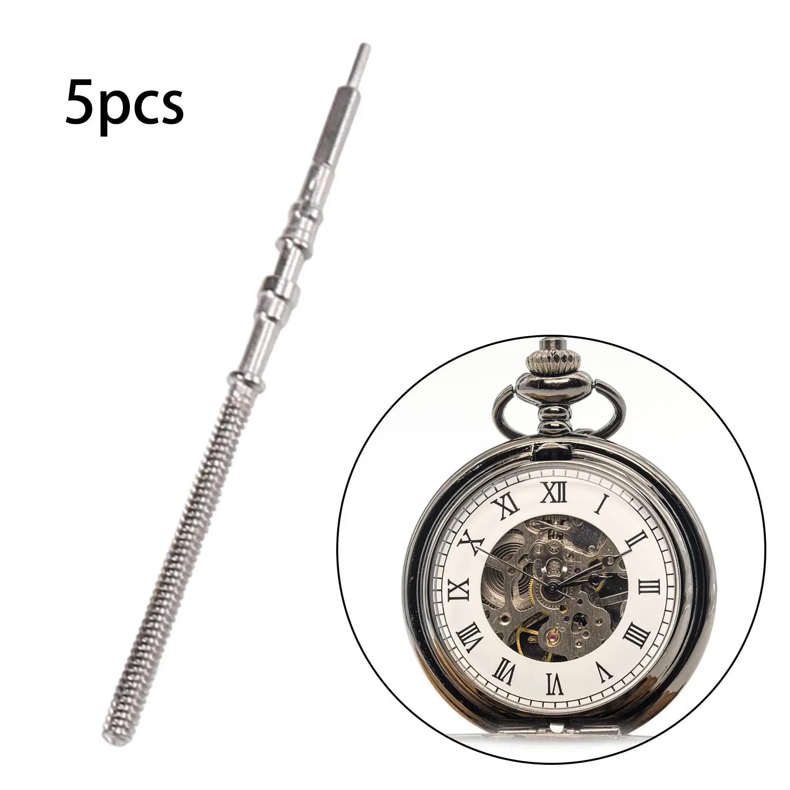 5Pcs Watch Winding Stem Watchmaker Metal Accessory Rustproof Repairing Tool Watch Movement Repair for Men Women Adults Beginners