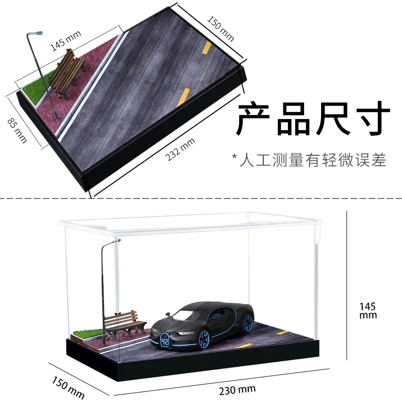 TimeMicro 1/32 Garden Road themed built-up car model display scene - with dust cover