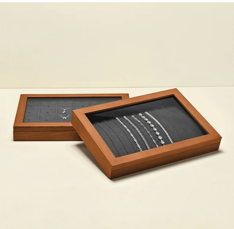 Wooden 3 in1 Multi-function Jewelry Display Box High quality Microfiber Ring Earring Bangle Organizer Case Luxury Storag Box
