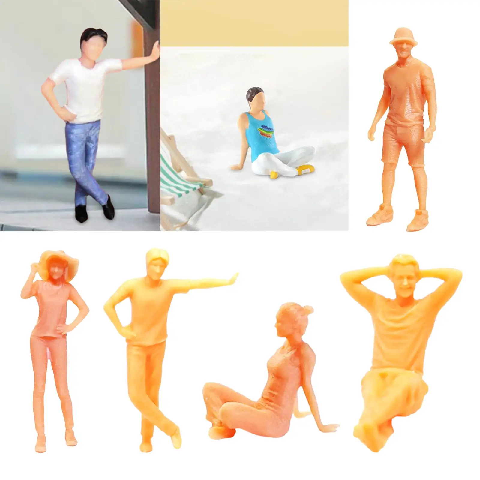 1/64 Figuras de pessoas Pessoas minúsculas modelo DIY cenário Diorama Figuras, sem pintura