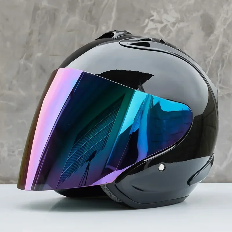 Motorcycle Helmet Vintage Casque Moto Black Warrior Combination Helmet Half Helmet Cruising Cascos Motorcross Capacetes