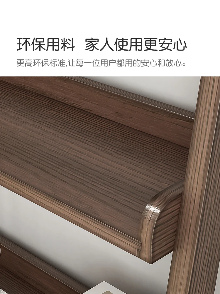 Solid wood bookcase living room wall bookcase bedroom storage simple modern student bookcase trapezoidal floor shelf