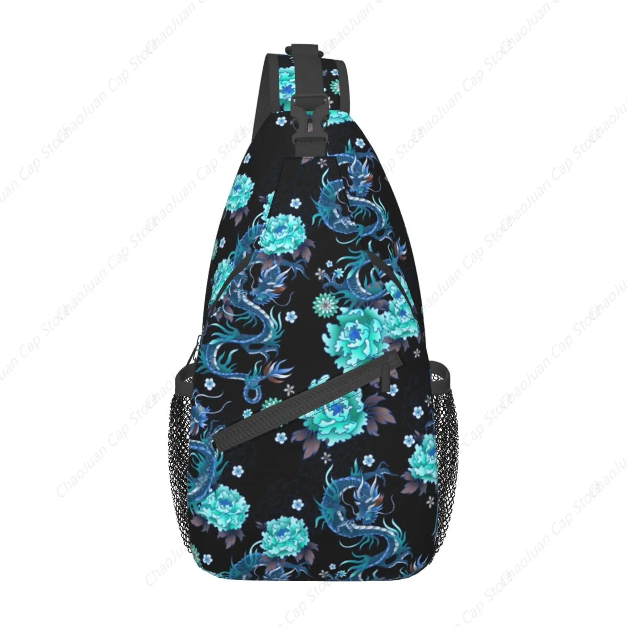 

Light Blue Flowers & Cool Dragons Floral Print Unisex Anti-Theft Sling Backpack | Multipurpose Casual Daypack