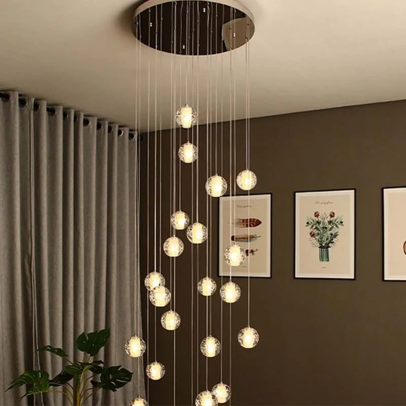 Modern crystal chandelier for home lighting, suitable for villas, staircases, living rooms, ceiling mounted long chandeliers