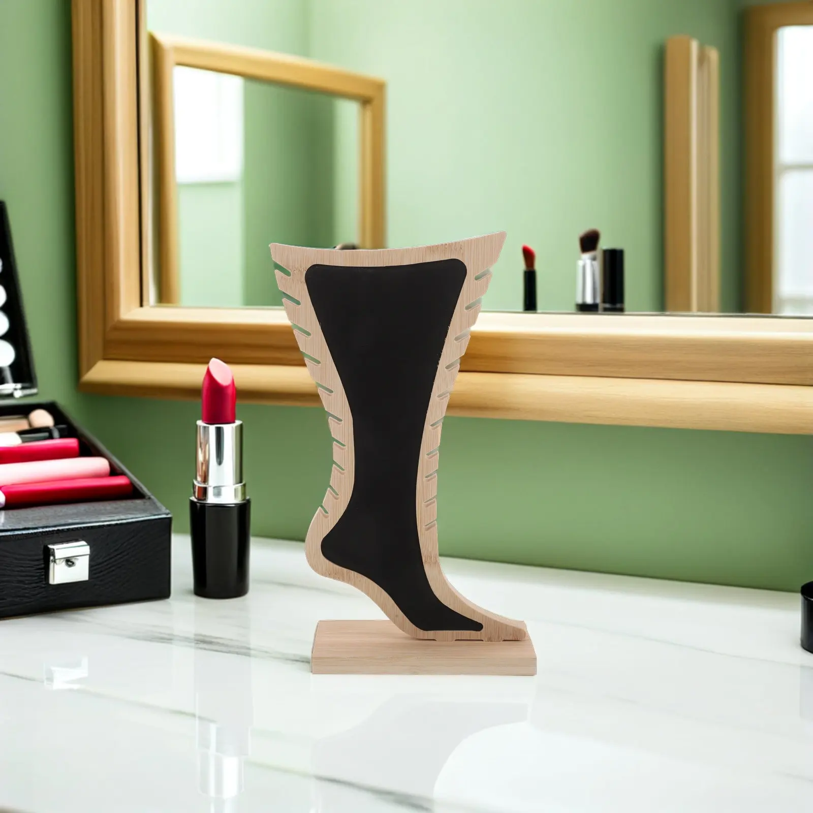 

Подставка для украшений в форме стопы из бежевого дерева, натуральное массивное дерево, органайзер для ювелирных изделий, коммерческая витрина для розничных продавцов