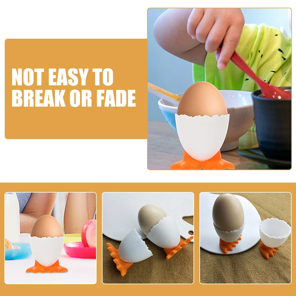 

8pcs Cups Reusable Pp Material Cute Cartoon Breakfast Stand Stable Boiled Egg Holder Kitchen Egg Storage Cup For Easter Party