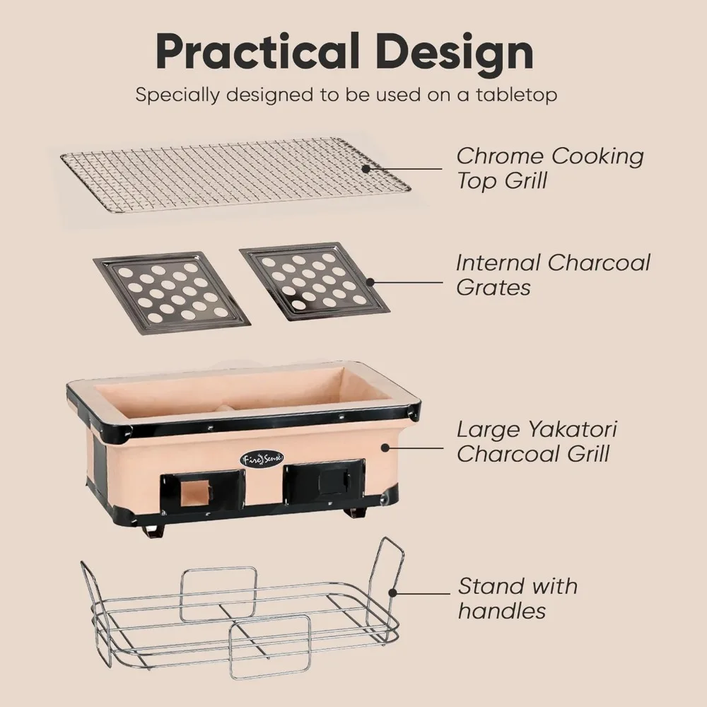 Imagem -06 - Grelha de Cozinha Cromo a Carvão Japonês Mesa Japonesa Bbq Uso Artesanal Ventilador Ajustável Sentido de Fogo 60450 Yakatori Grelhas Internas