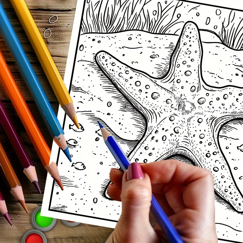 Libro para colorear de mares encantadores de 28 páginas para la reducción del estrés de adultos |   Libro para colorear para relajarse y reducir el estado de San Valentín