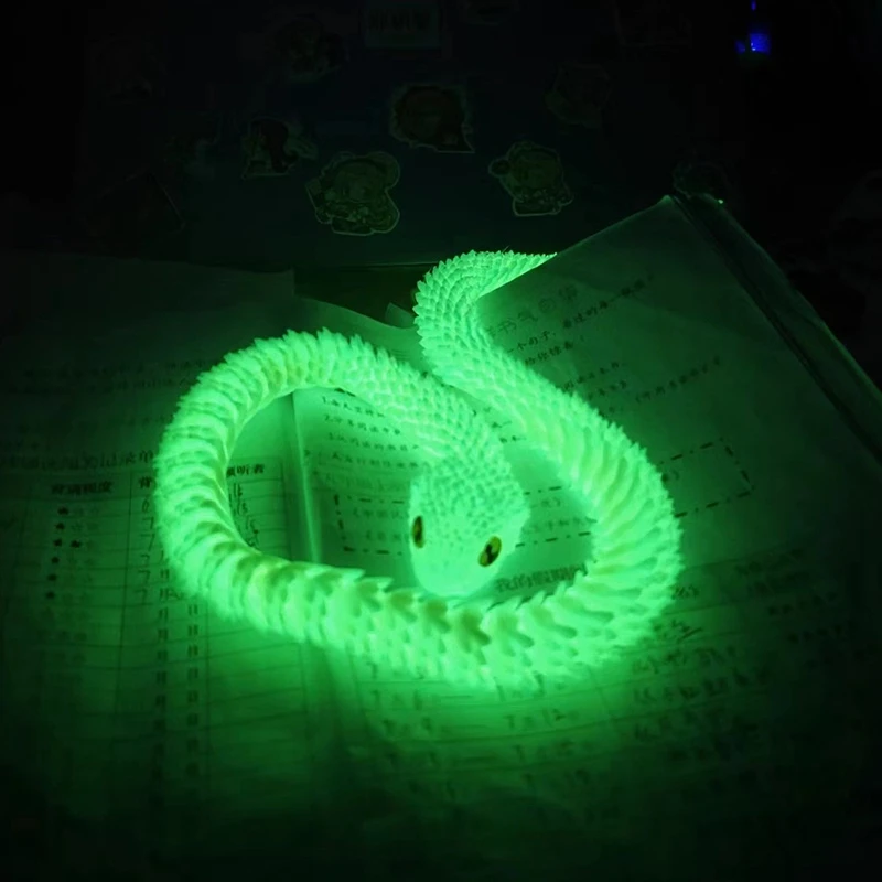 3D Printed Snake 3D Printing Fidget Animals Crystal Viper Snake Model Movable Joint Simulation Desk Toys Car Ornaments Kids Gift