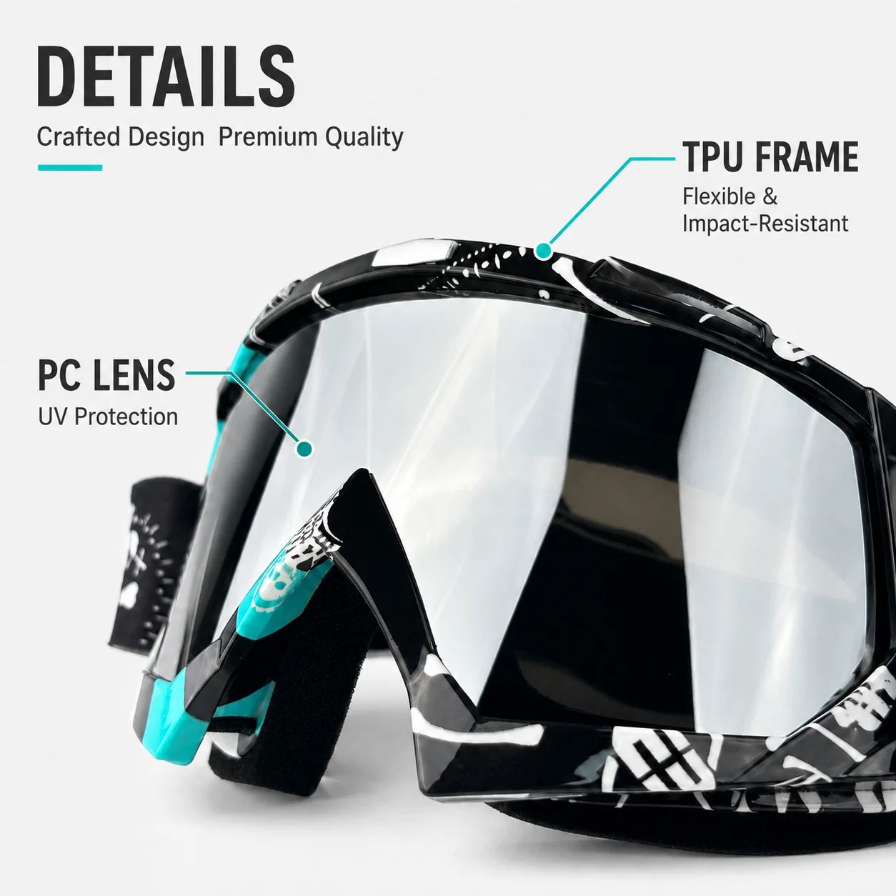 Men's Motocross Goggles Protective Safety Glasses for Dirt Bike ATV Skiing Enduro MTB Racing - Motorcycle Sunglasses