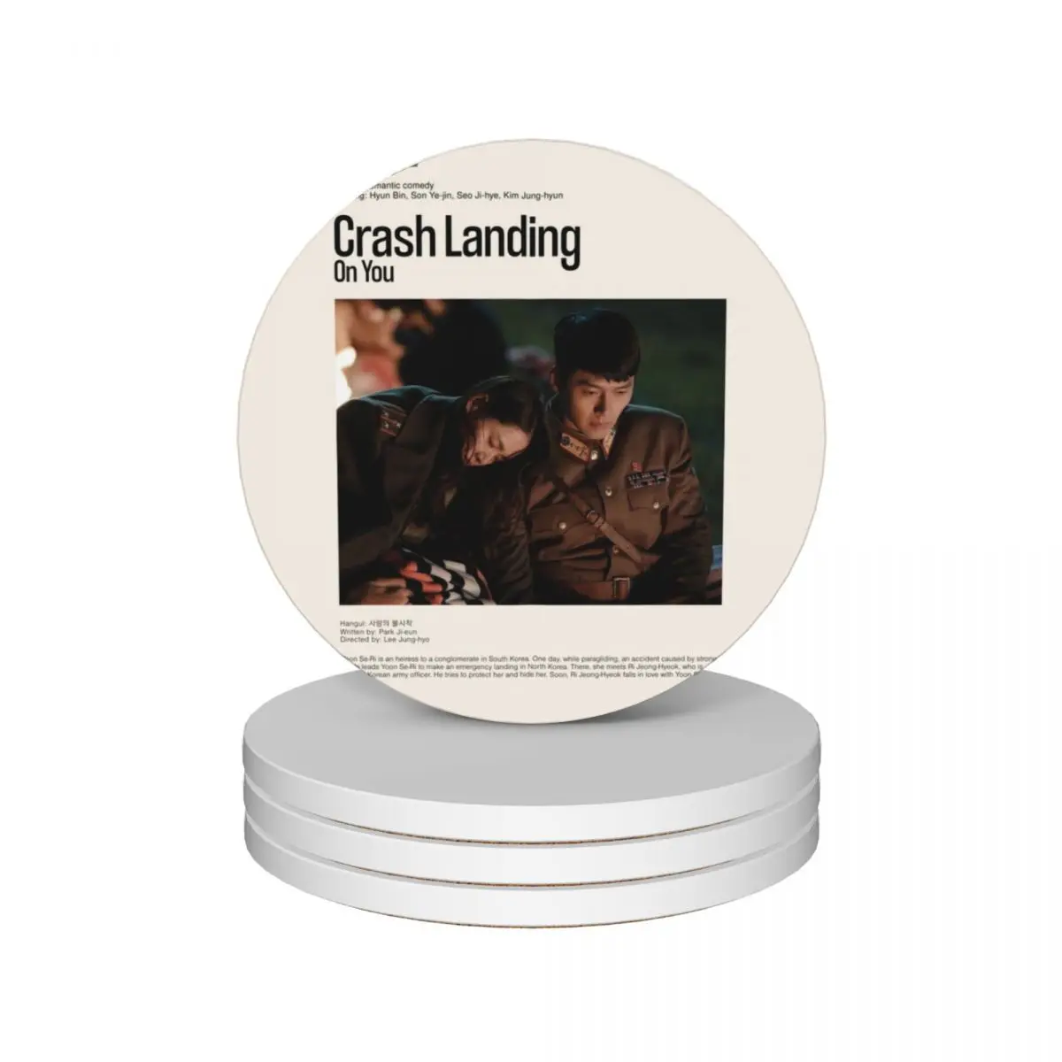 

Crash Landing on You, Kdrama (2019-2020) Ceramic Coasters (Set of 4) tile cute kitchen plate Coasters